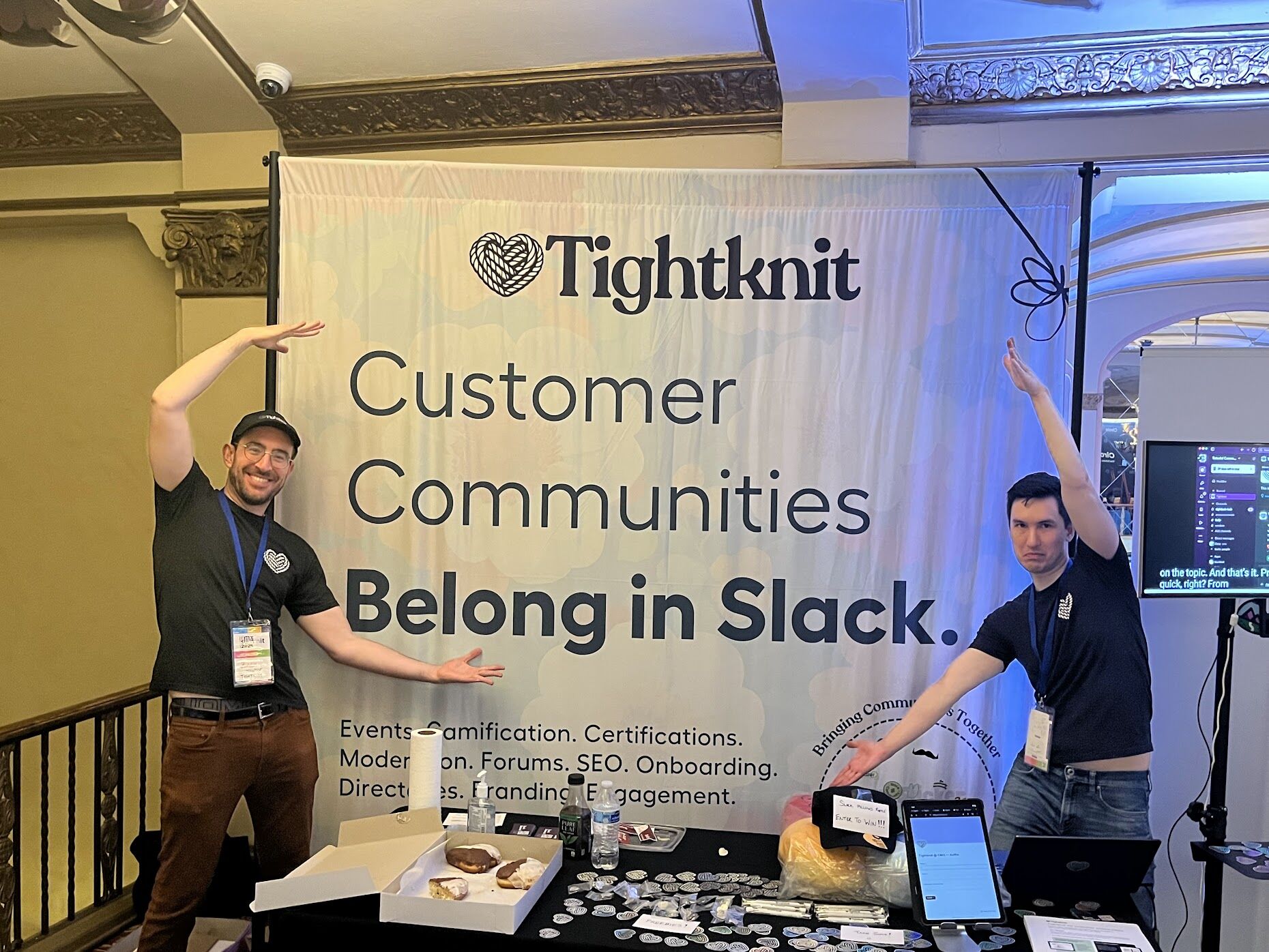 Tightknit team at a customer event