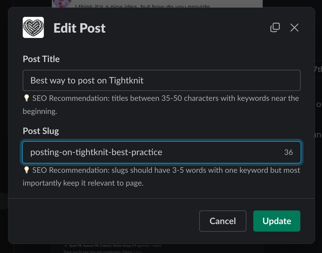 Admins can now edit post titles and slugs for better SEO performance
