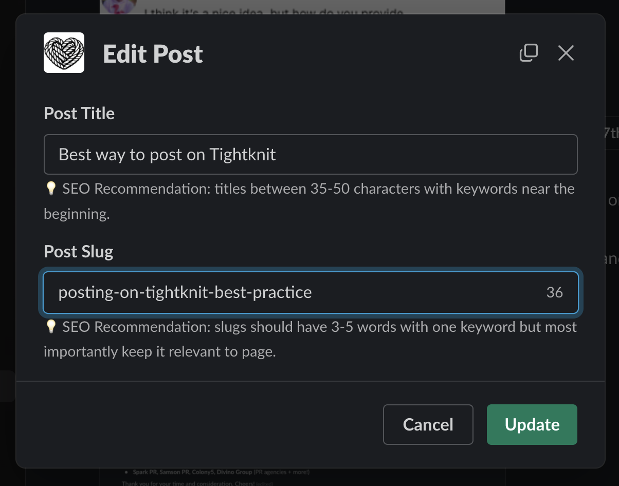 Admins can now edit post titles and slugs for better SEO performance