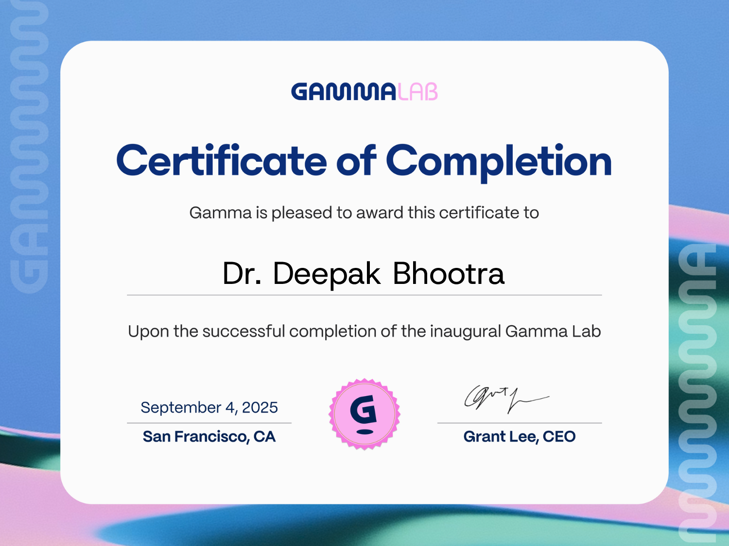 Gamma Lab Inaugural Cohort