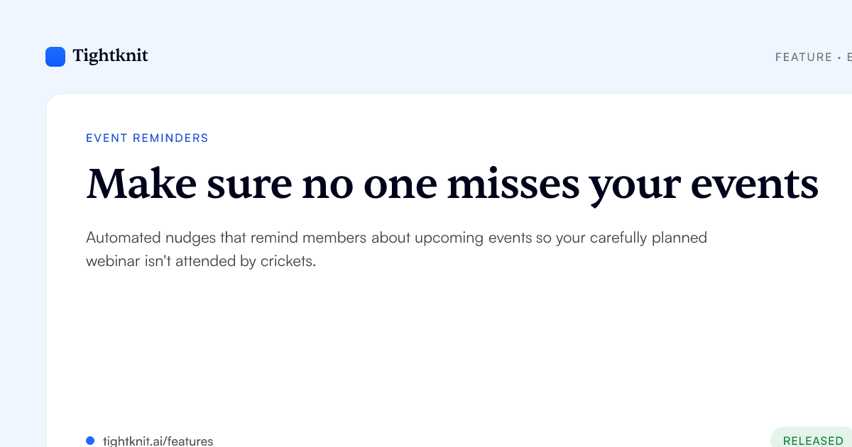 Event Reminders — Tightknit