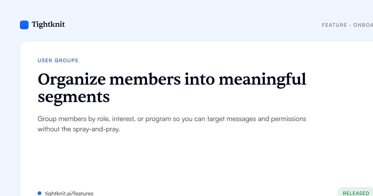 User Groups — Tightknit